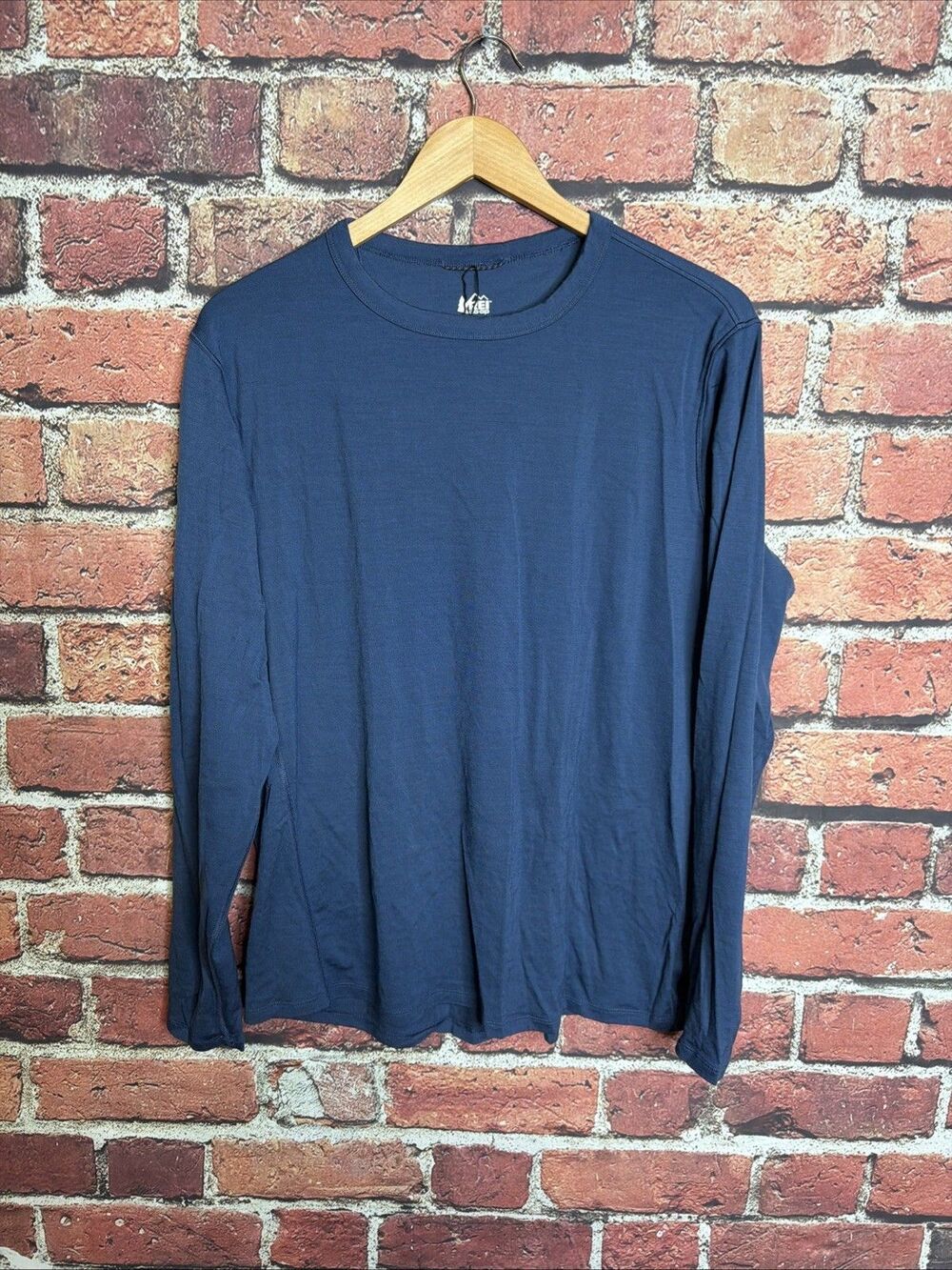 REI Co-Op Mens Large 100% Merino Wool Blue Long-Sleeve Base Layer Crewneck